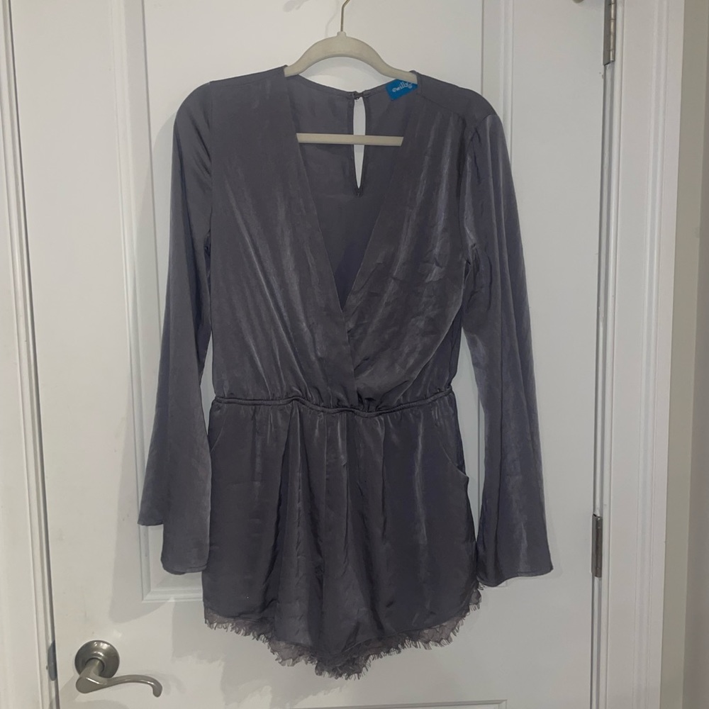 Gray long sleeve romper